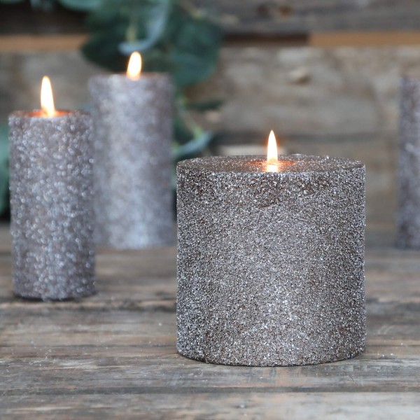 Chic Antique Rustikale Stumpenkerze - Groß (Mokka)