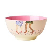 rice Melamin Schale "Dancing Legs" - Medium (Creme/Rosa)