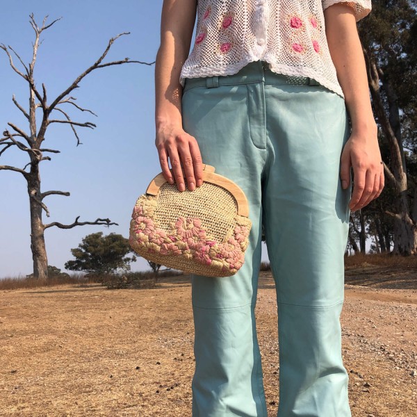 Bast-Tasche "Ava" mit gestickten Blumen (Natural) von CURRY