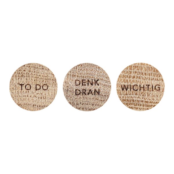 Holz-Magnet "Denk dran" im 3er-Set - 2,5 cm (Natur) von Eulenschnitt