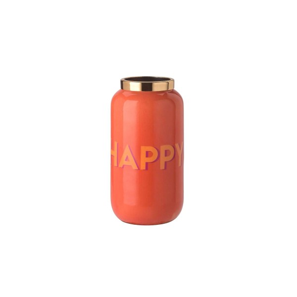 Vase "Saigon - Happy" - 6x12x6 cm (Orange/Gold) von Gift Company