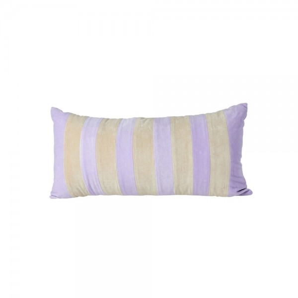 rice Kissen aus Samt mit Streifen - Rechteckig/Medium (Lavendel/Beige)