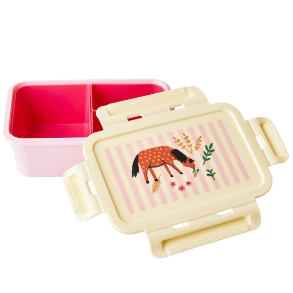 rice Brotdose mit 3 Fächern "Farm Print" (Pink)