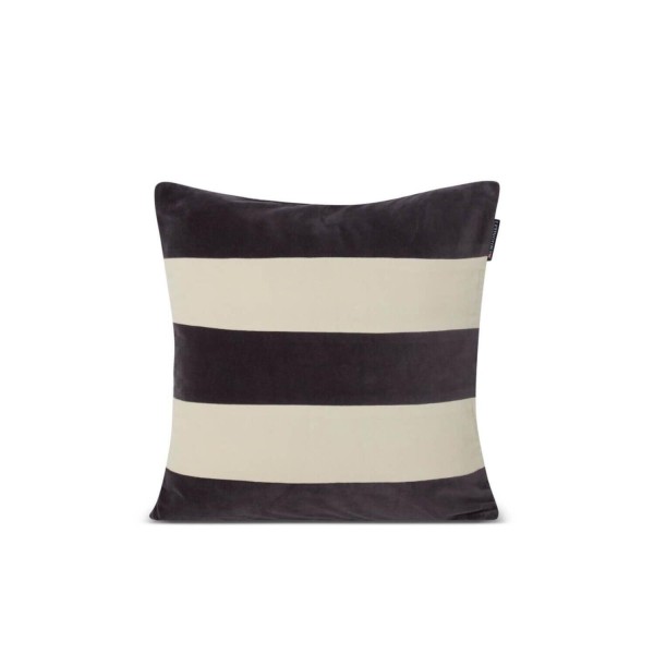 Kissenbezug aus Baumwollsamt "Striped" - 50x50 cm (Grau/Beige) von Lexington