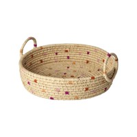 rice Brotkorb rund "Raffia - Dots" - 27x27x7 cm (Lavender)