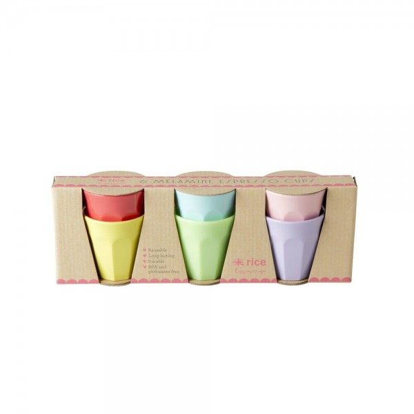rice Melamin Espressobecher im 6er-Set/Geschenkbox "YIPPIE YIPPIE YEAH" (Bunt)